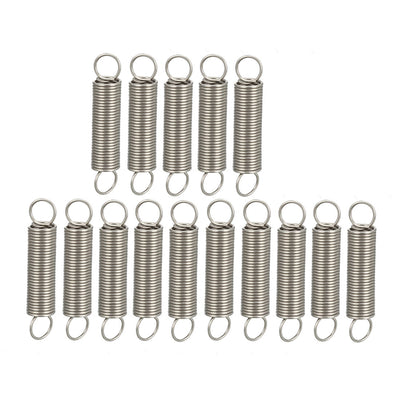 Harfington Uxcell Extended Compressed Spring Wire Diameter 0.02" , OD 0.16" , Free Length 0.98" Stainless Steel Small Dual Hook Tension Spring 15pcs