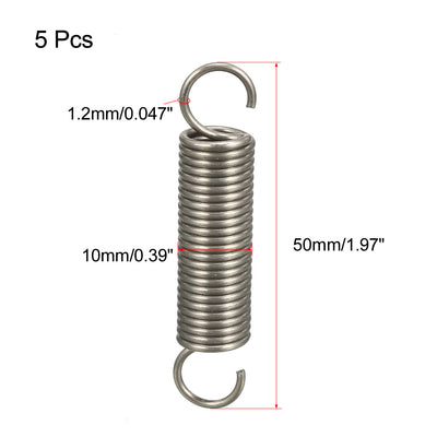 Harfington Uxcell Extended Tension Spring Wire Diameter 0.047", OD 0.39", Free Length 1.97" 5pcs