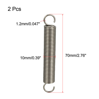 Harfington Uxcell Tension Spring Wire Diameter 0.047", OD 0.39", Free Length 2.76" 2pcs
