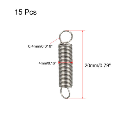 Harfington Uxcell Extended Tension Spring Wire Diameter 0.016", OD 0.16", Free Length 0.79" 15pcs