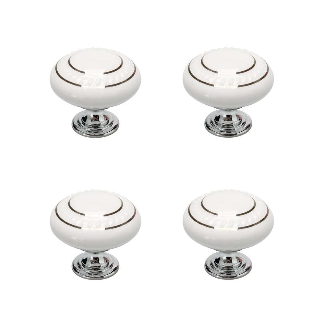 uxcell Uxcell Ceramic Vintage Knobs Drawer Pull Handle Cupboard Dresser 4pcs Gold Circle White