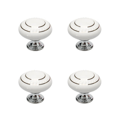 Harfington Uxcell Ceramic Vintage Knobs Drawer Pull Handle Cupboard Dresser 4pcs Gold Circle White