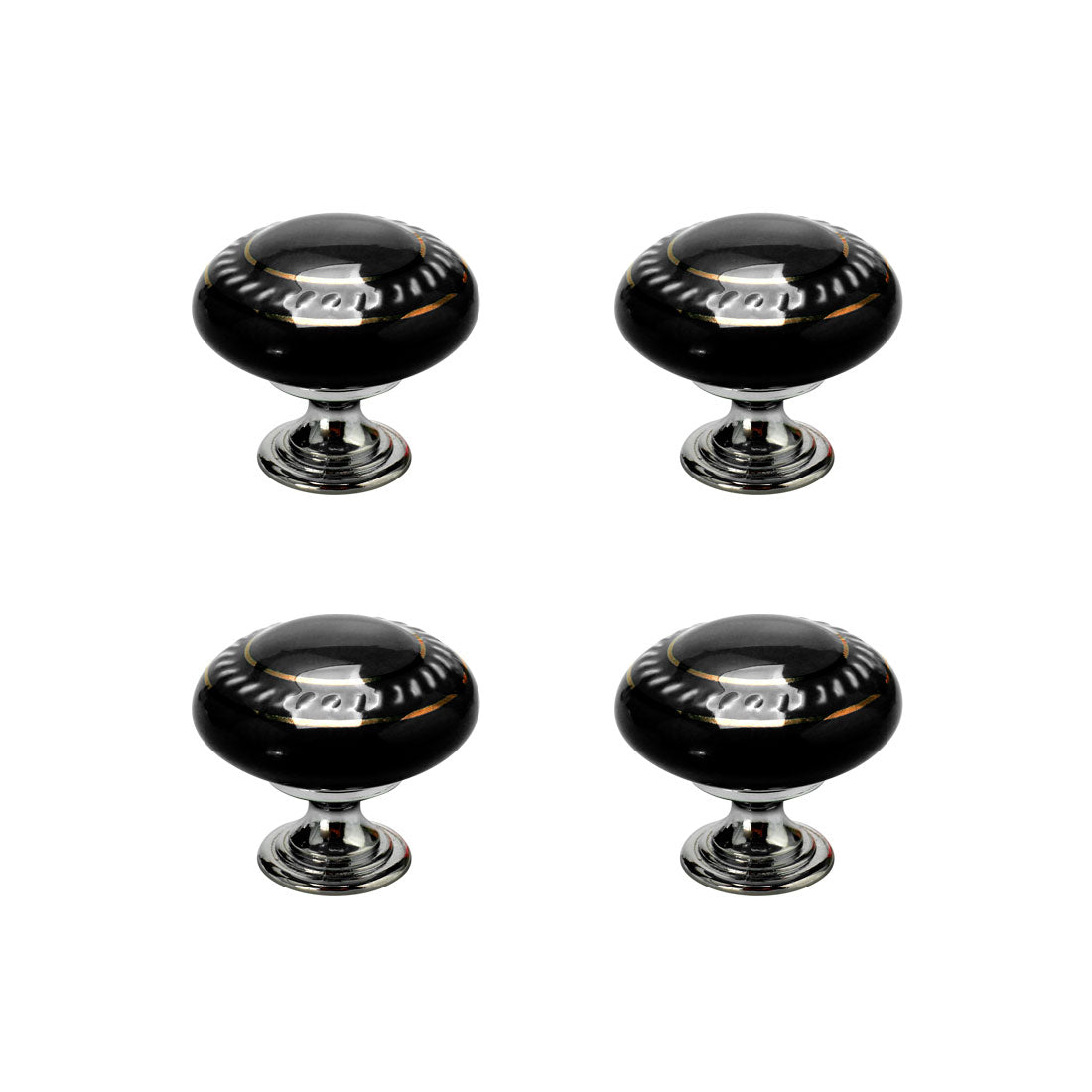 uxcell Uxcell Ceramic Vintage Knobs Drawer Pull Handle Cupboard Dresser 4pcs Gold Circle Black