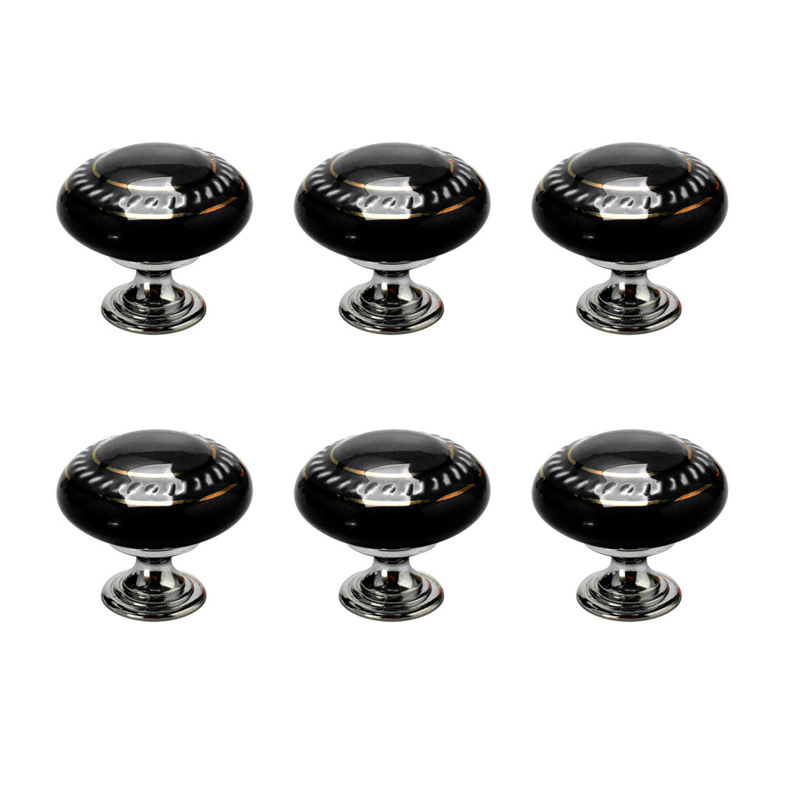 uxcell Uxcell Ceramic Vintage Knobs Drawer Pull Handle Cupboard Dresser 6pcs Gold Circle Black