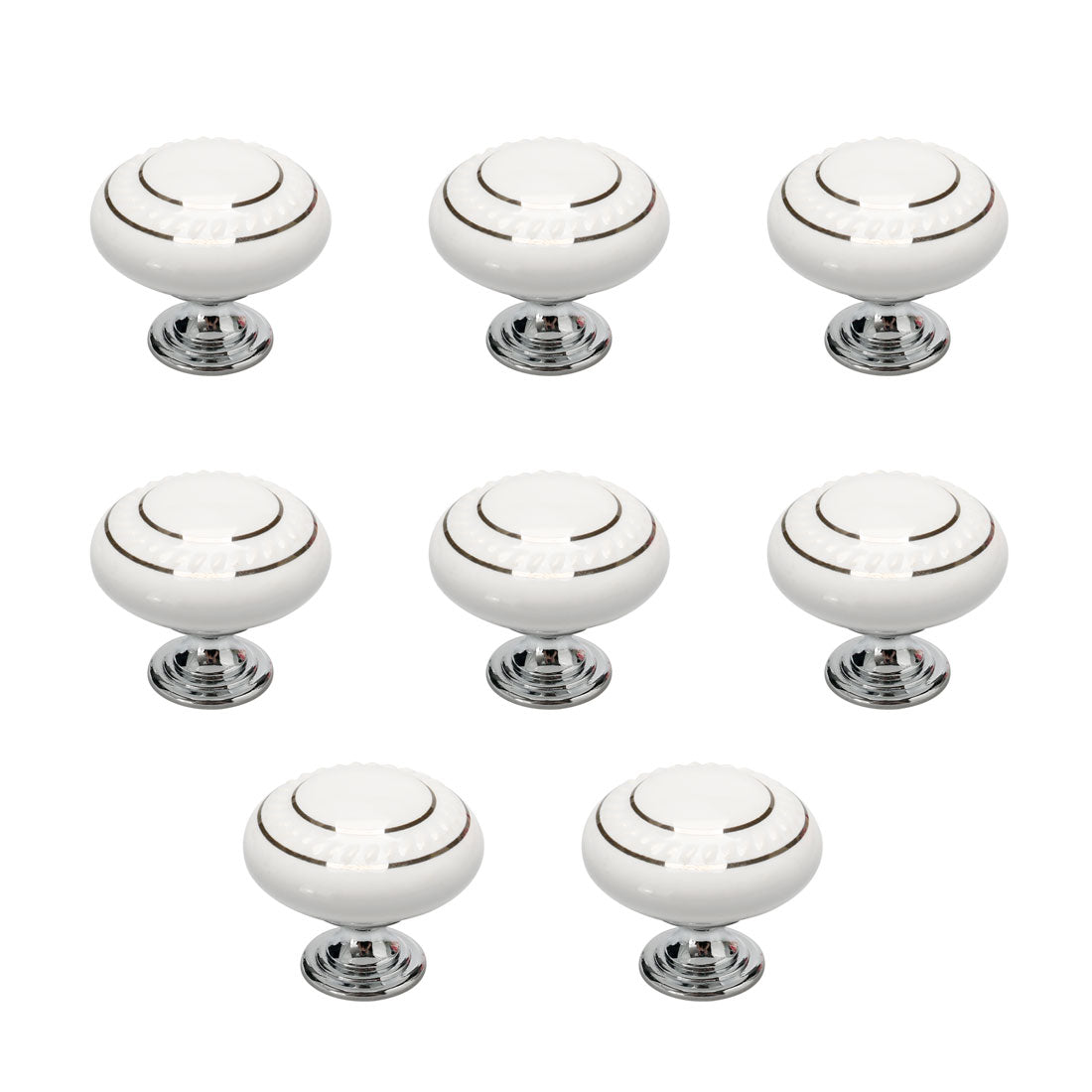 uxcell Uxcell Ceramic Vintage Knobs Drawer Pull Handle Cupboard Dresser 8pcs Silver Circle White