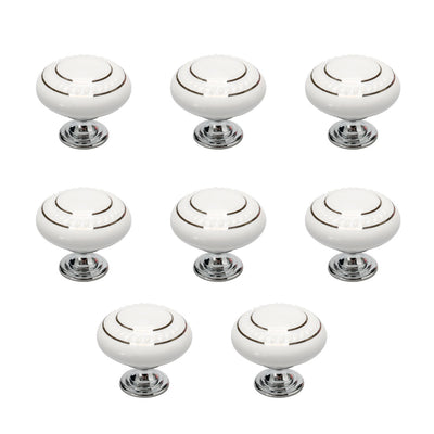 Harfington Uxcell Ceramic Vintage Knobs Drawer Pull Handle Cupboard Dresser 8pcs Silver Circle White