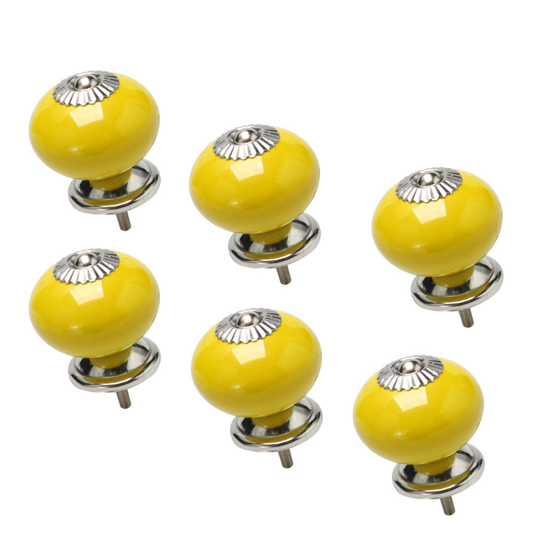 uxcell Uxcell Ceramic Vintage Knobs Drawer Round Pull Handle Wardrobe Dresser 6pcs Yellow