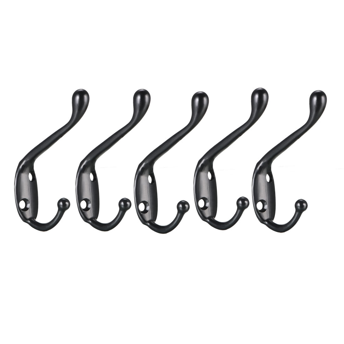 uxcell Uxcell Dual Prong Coat Hooks Wall Mounted Retro Double Hooks Utility Black Hook for Coat Scarf Bag Towel Key Cap Cup Hat 80mm x 18mm x 55mm 5pcs