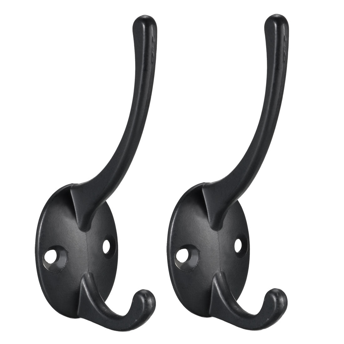 uxcell Uxcell Dual Prong Coat Hooks Wall Mounted Retro Double Hooks Utility Black Hook for Coat Scarf Bag Towel Key Cap Cup Hat 87mm x 29mm x 42mm 2pcs