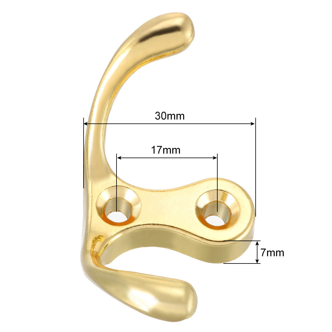 uxcell Uxcell Dual Prong Coat Hooks Wall Mounted Retro Double Hooks Utility Gold Hook for Coat Scarf Bag Towel Key Cap Cup Hat 30mm x 55mm x 29mm 5pcs