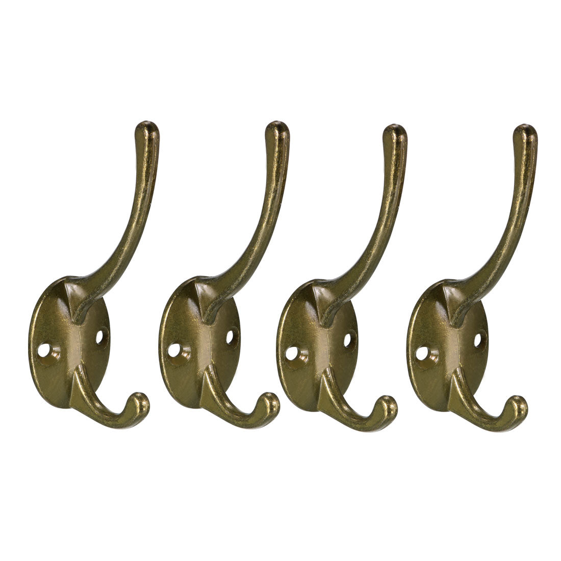 uxcell Uxcell Dual Prong Coat Hooks Wall Mounted Retro Double Hooks Utility Antique Bronze Hook for Coat Scarf Bag Towel Key Cap Cup Hat 87mm x 29mm x 42mm 4pcs