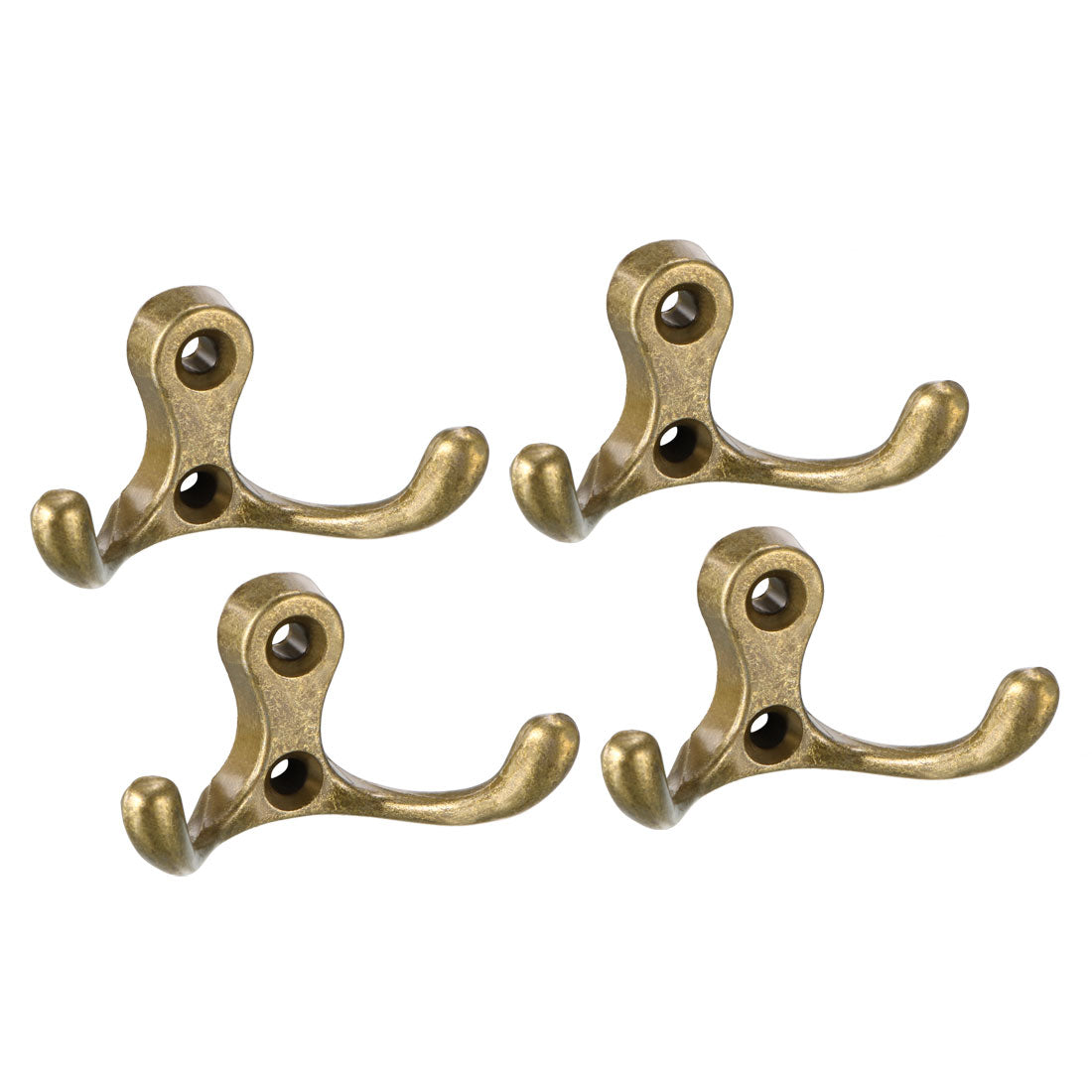 uxcell Uxcell Dual Prong Coat Hooks Wall Mounted Retro Double Hooks Utility Antique Bronze Hook for Coat Scarf Bag Towel Key Cap Cup Hat 30mm x 55mm x 29mm 4pcs