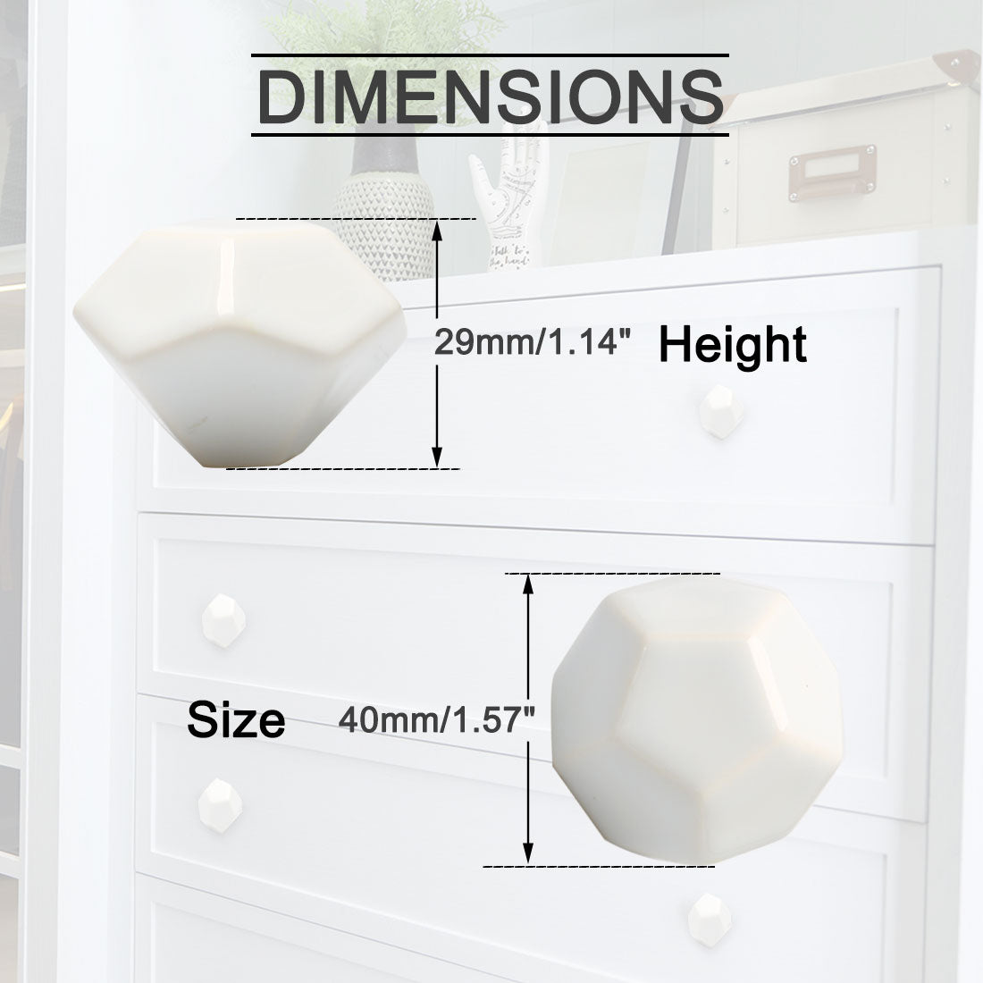 uxcell Uxcell Ceramic Vintage Knob Geometry Drawer Pull Handle Cupboard Wardrobe 4pcs White