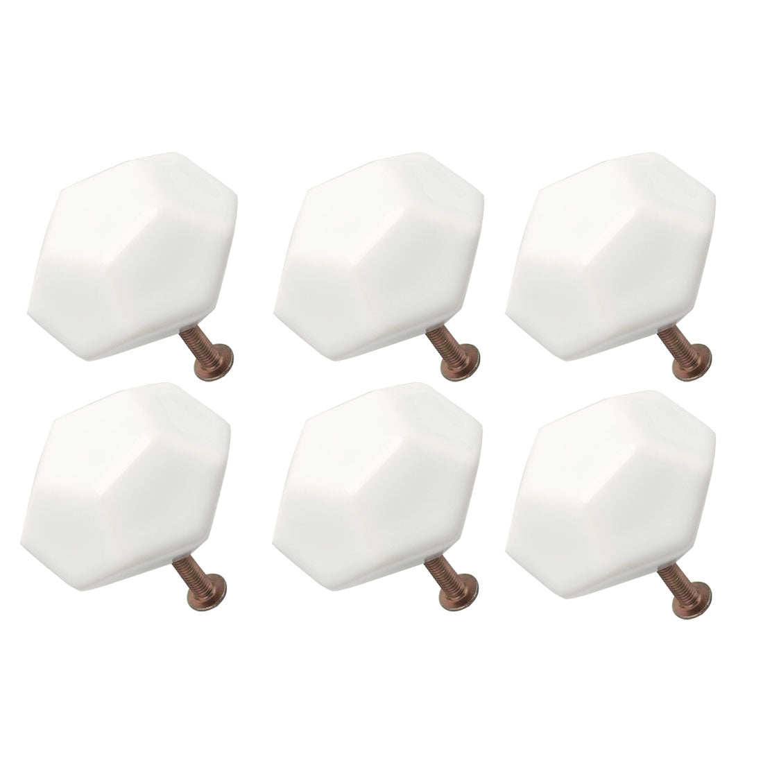 uxcell Uxcell Ceramic Vintage Knob Geometry Drawer Pull Handle Cupboard Wardrobe 6pcs White