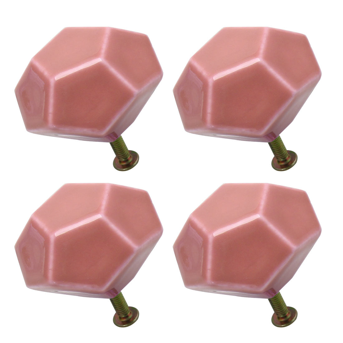 uxcell Uxcell Ceramic Vintage Knob Geometry Drawer Pull Handle Cupboard Wardrobe 4pcs Pink