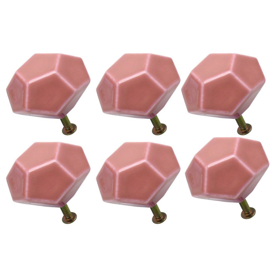 uxcell Uxcell Ceramic Vintage Knob Geometry Drawer Pull Handle Cupboard Wardrobe 6pcs Pink