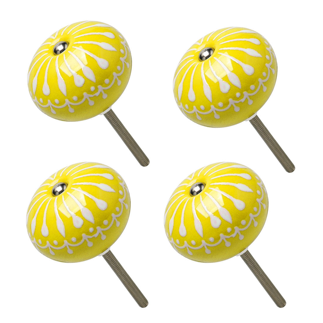 uxcell Uxcell Ceramic Vintage Knob Drawer Pull Handle Cupboard Wardrobe Cabinet 4pcs Yellow