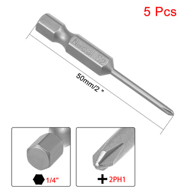 Harfington Uxcell 5 Pcs Magnetic Phillips Screwdriver Bits, Hex Shank S2 Power Tool