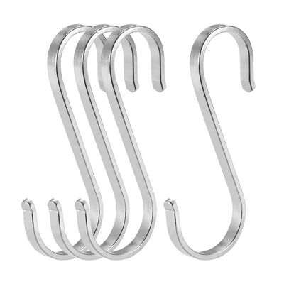 Harfington Uxcell Stainless Steel S Hooks 3.15" S Shaped Hook Hangers 4pcs