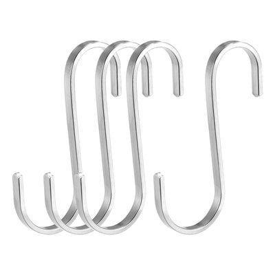 Harfington Uxcell Stainless Steel S Hooks 3.15" Flat S Shaped Hook Hangers 4pcs