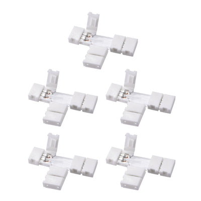 Harfington Uxcell 8mm 2P T-shape LED Strip Connector for Single Color 3528 2 Conductor LED Strip Lights 5Pcs