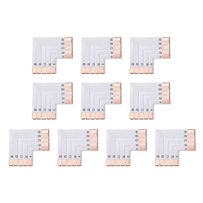 Harfington Uxcell LED Strip Connector 12mm 5P L Shape PCB Board for 5050 RGBW Tape Light 10Pcs