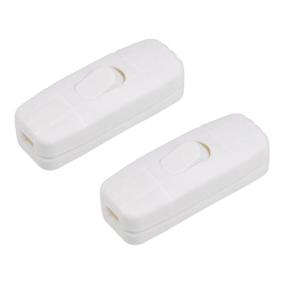 Harfington Uxcell Inline Cord Switch AC 250V 2A On-Off SPST Feed-Through Rocker Switch, for Bedroom Table Lamp Desk Light White 2pcs