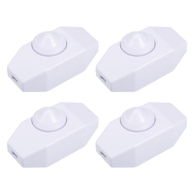 Harfington Uxcell Rotary Cord Switch AC 250V 2A Slide Control Lamp Dimmer 100-Watt White 4pcs
