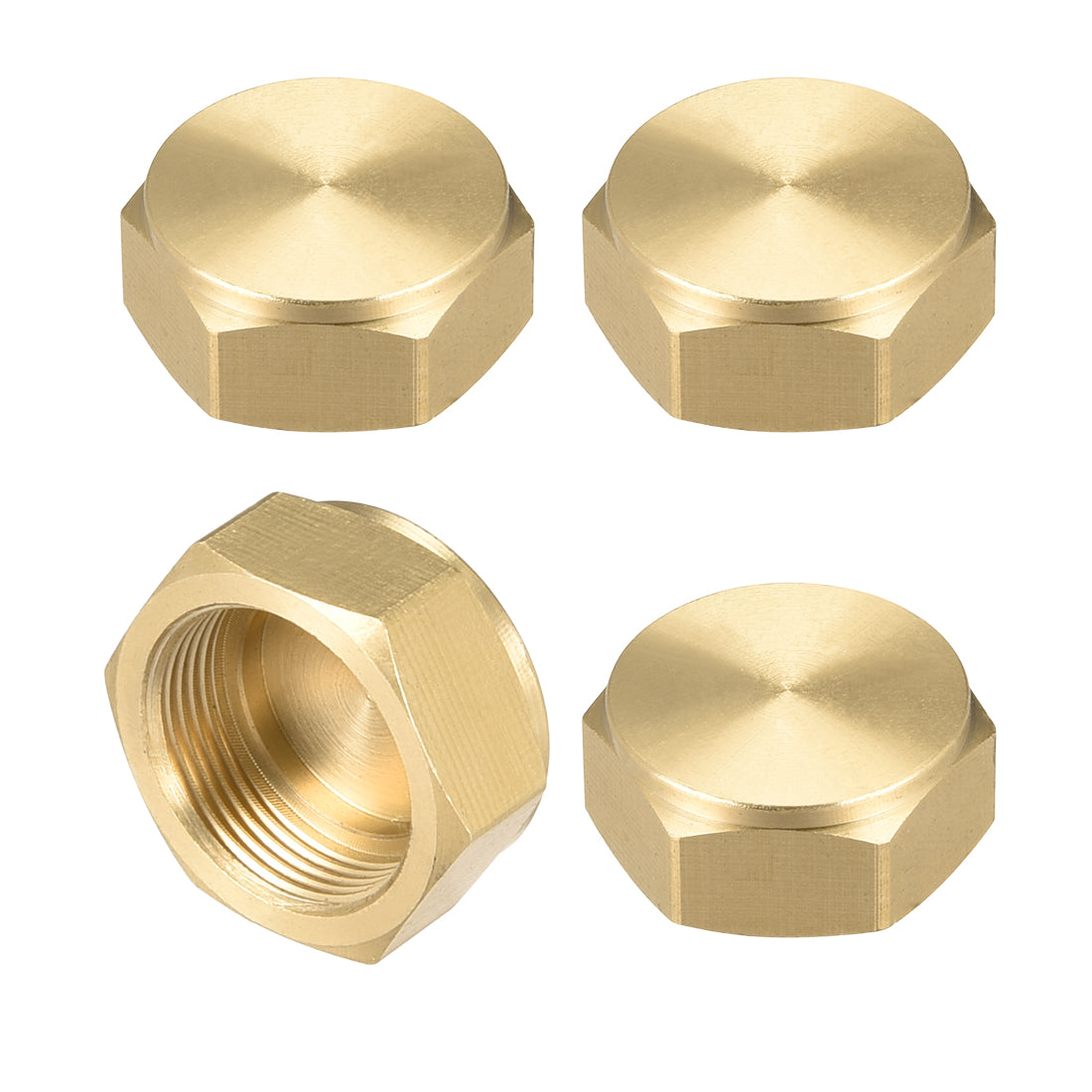 Uxcell Uxcell Brass Female Pipe Fitting Valve Cap M20x1.0 Hex Head End Plug Connector 4pcs