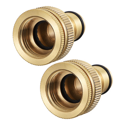 Harfington Uxcell 2-in-1 Brass Quick Connector G 1/2 to G 3/4 Female Pipe Fitting Adapter Garden Hose  2pcs