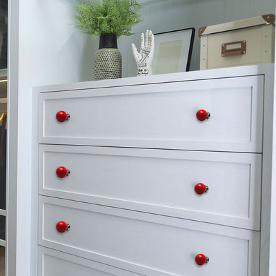 Harfington Uxcell Ceramic Vintage Knobs Dresser Pull Handle Cupboard Wardrobe Cabinet 10pcs Red