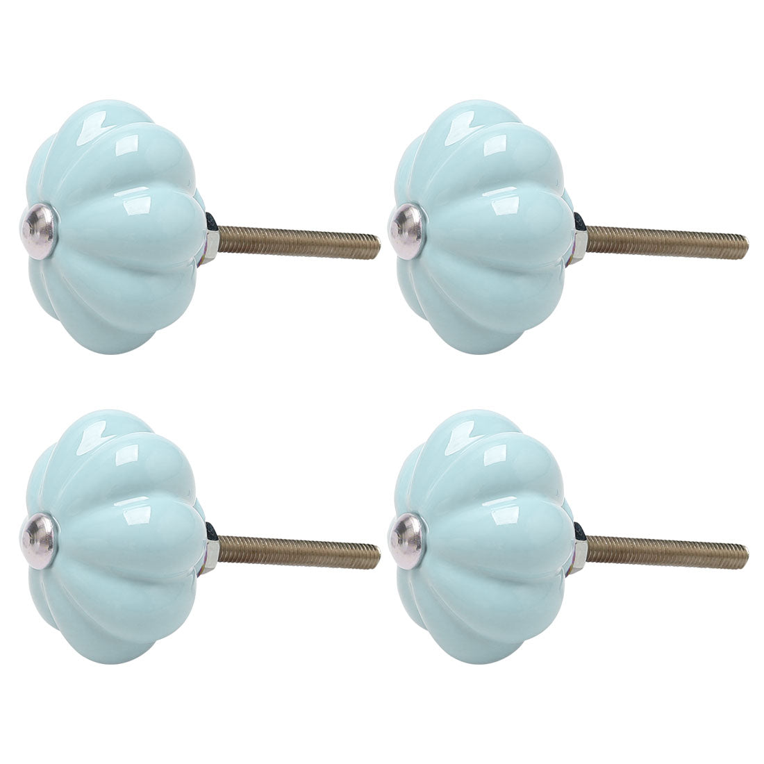 uxcell Uxcell Solid Ceramic Knobs Pumpkin Drawer Pull Handle Replacement Wardrobe 4pcs Blue