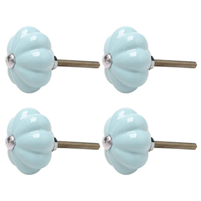 Harfington Uxcell Solid Ceramic Knobs Pumpkin Drawer Pull Handle Replacement Wardrobe 4pcs Blue