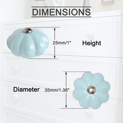 Harfington Uxcell Solid Ceramic Knobs Pumpkin Drawer Pull Handle Replacement Wardrobe 6pcs Blue