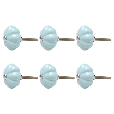 Harfington Uxcell Solid Ceramic Knobs Pumpkin Drawer Pull Handle Replacement Wardrobe 6pcs Blue