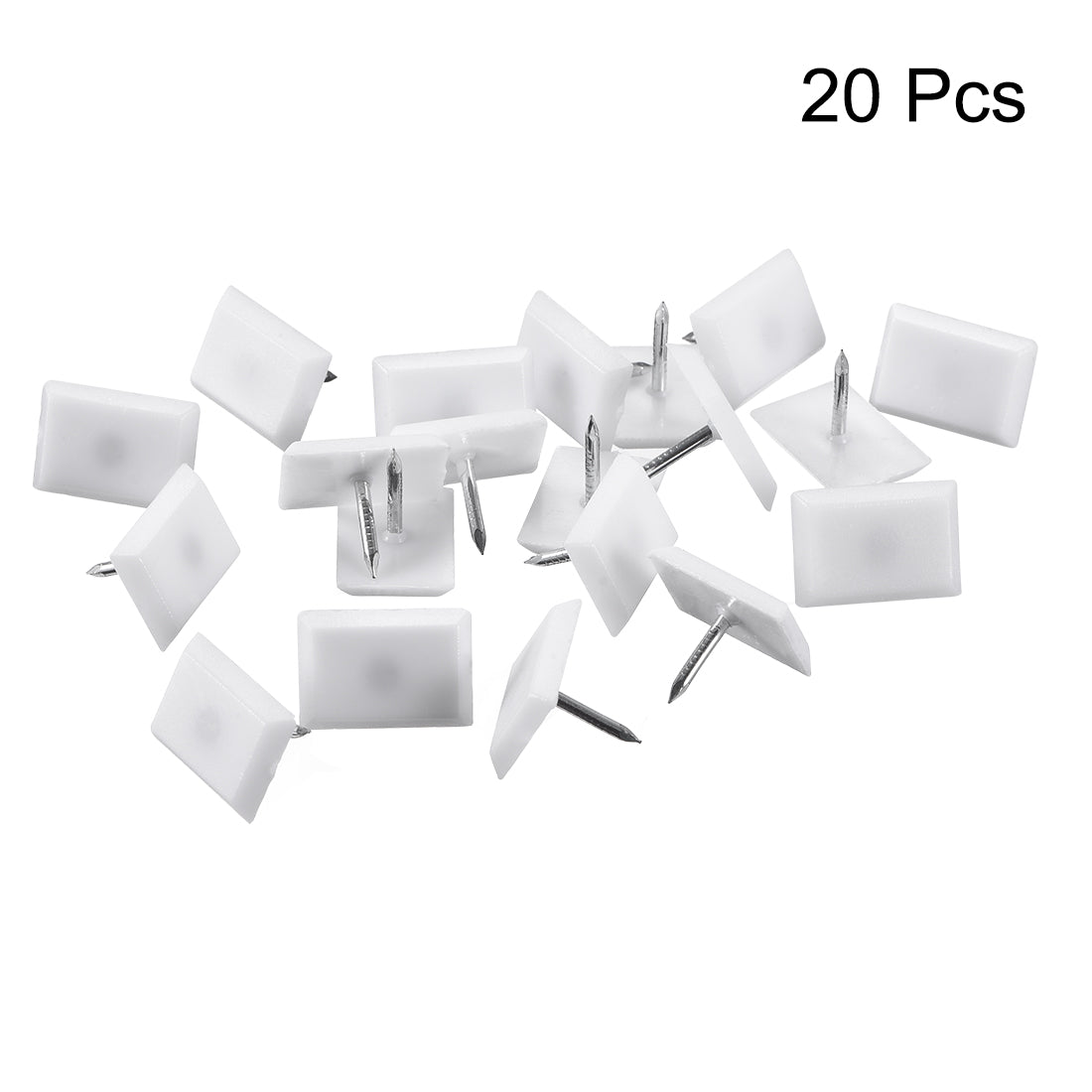 uxcell Uxcell Furniture Feet Nail, Square Chair Table Leg Protector Pad 18mm x 12mm White Plastic 20pcs