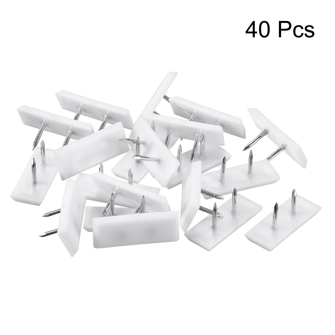 uxcell Uxcell Furniture Feet Nail, Square Chair Table Leg Protector Pad 31mm x 12mm White Plastic 40pcs