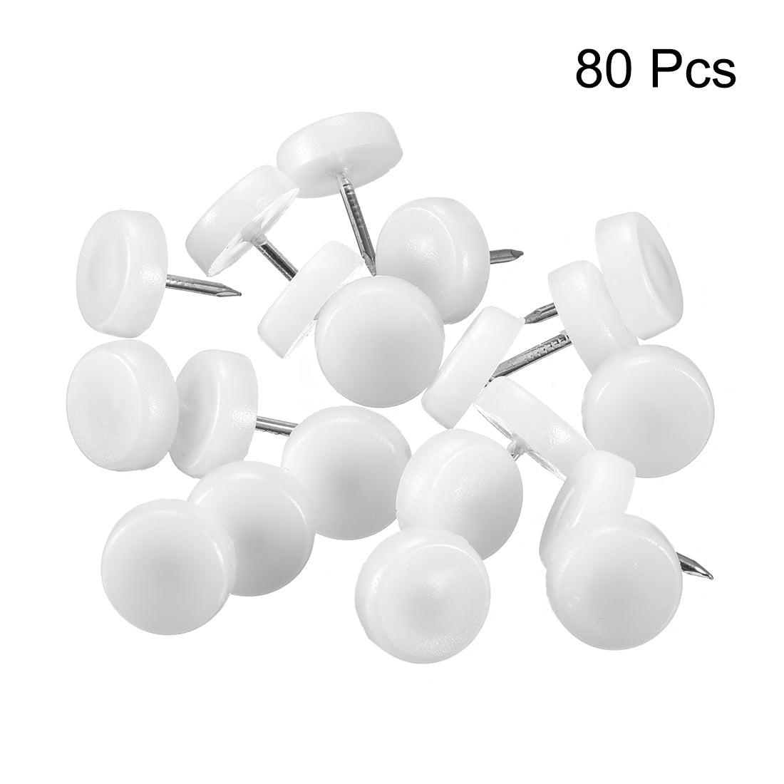 uxcell Uxcell Furniture Feet Nail, Chair Table Leg Protector Pad 14mm Dia White Plastic 80pcs