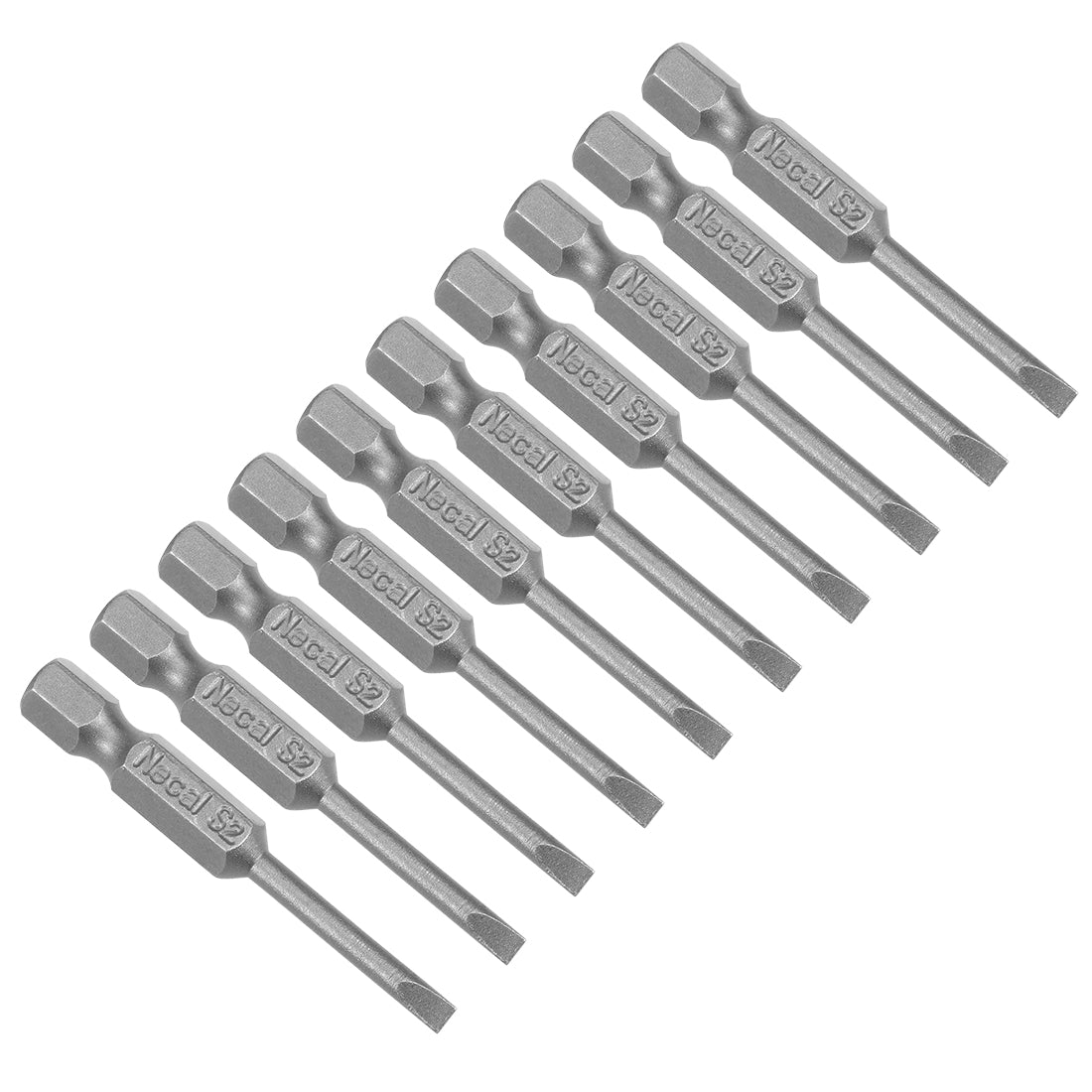 uxcell Uxcell 10Pcs 1/4" Hex Shank 50mm Length Magnetic SL3 Slot Head Screwdriver Bits S2 Alloy Steel