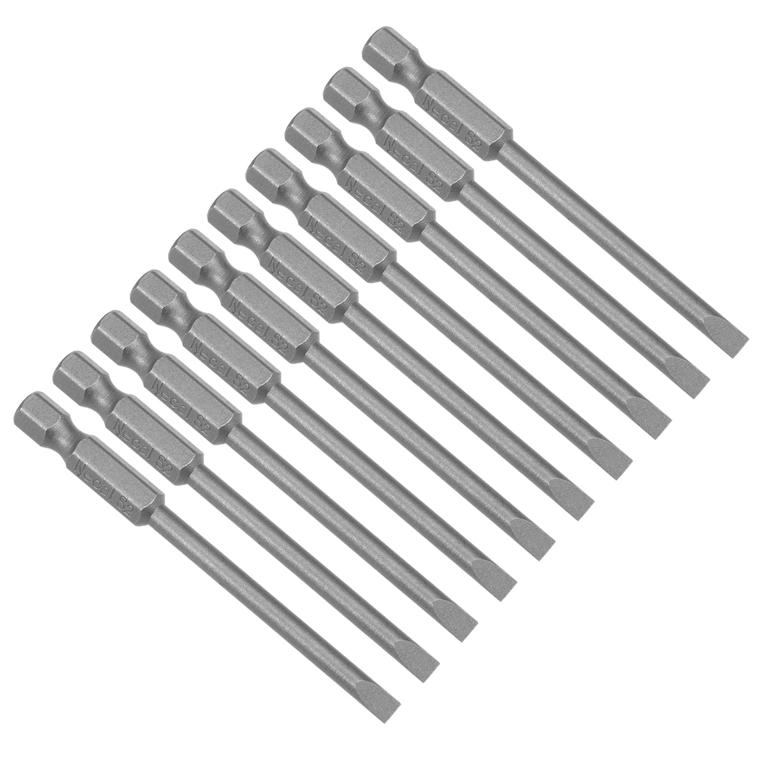 uxcell Uxcell 10Pcs 1/4" Hex Shank 75mm Length Magnetic SL4 Slot Head Screwdriver Bits S2 Alloy Steel