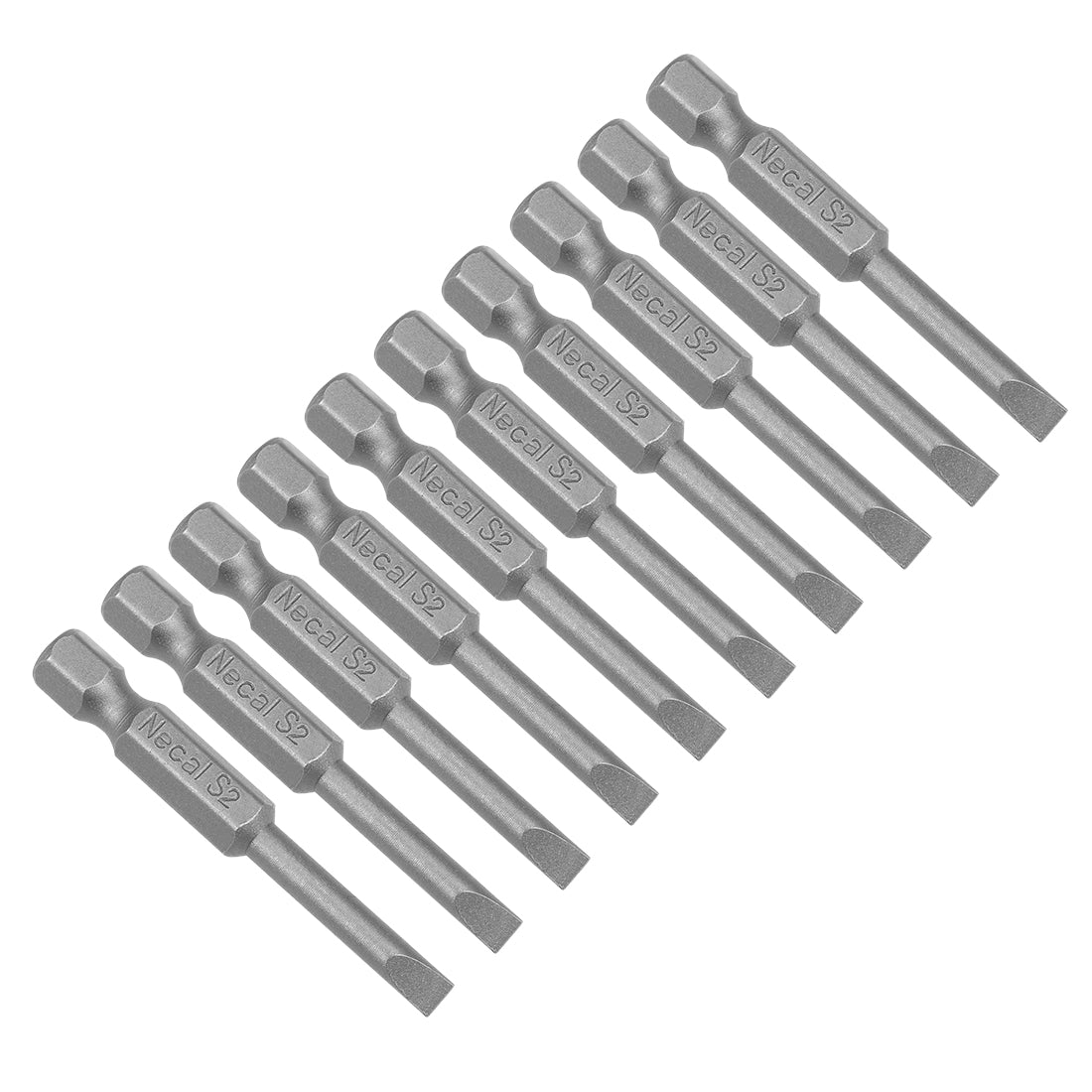uxcell Uxcell 10Pcs 1/4" Hex Shank 50mm Length Magnetic SL4 Slot Head Screwdriver Bits S2 Alloy Steel