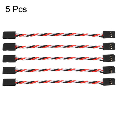 Harfington Uxcell 5Pcs 4 Inch 100mm Servo Extension Cable Anti-interference RC Futaba Anti-reverse