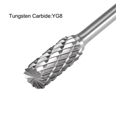 Harfington Uxcell Tungsten Carbide YG8 Double Cut Rotary Burrs File Cylinder Shape 1/8" Shank