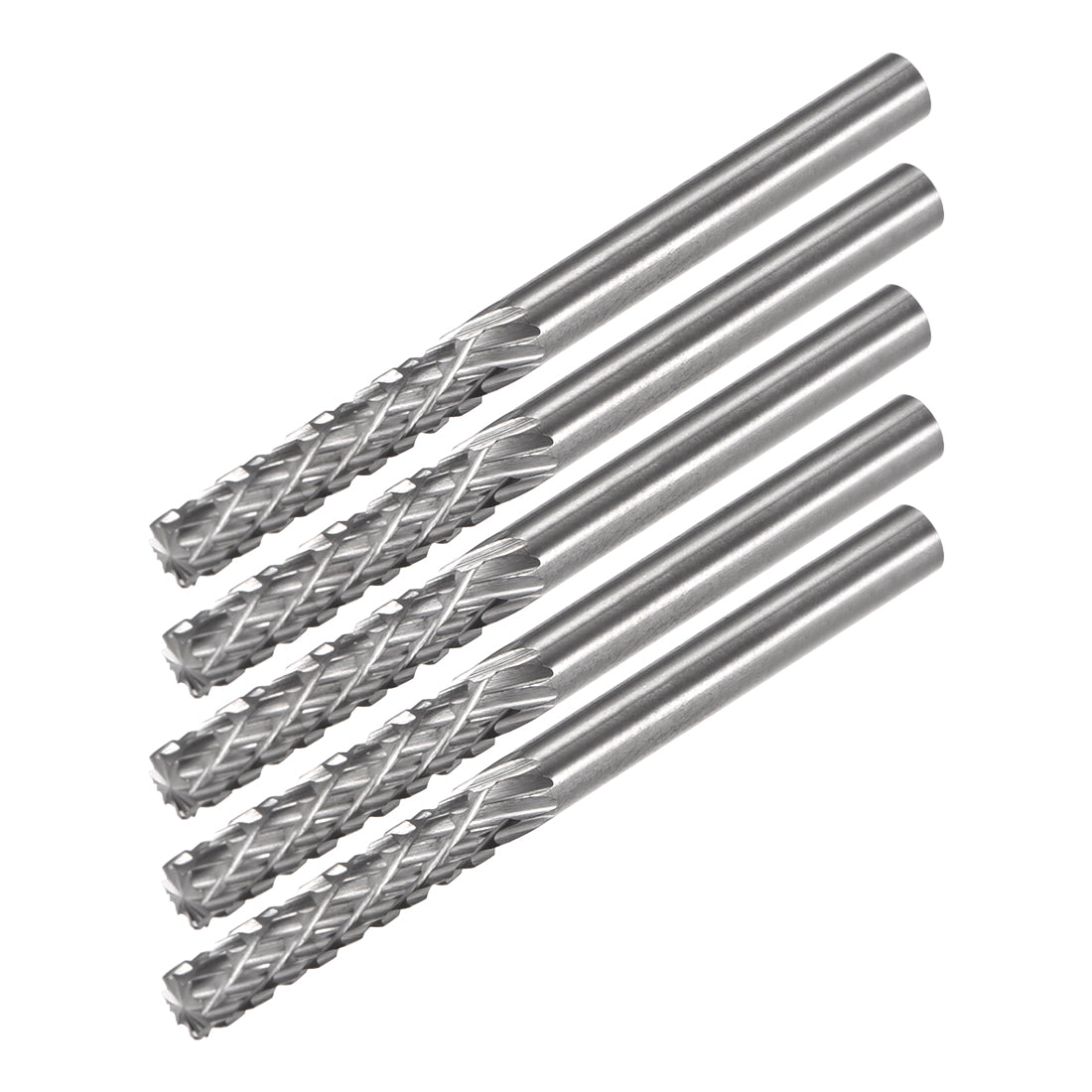 uxcell Uxcell Tungsten Carbide YG8 Double Cut Rotary Burrs File Cylinder Shape 1/8" Shank 5pcs