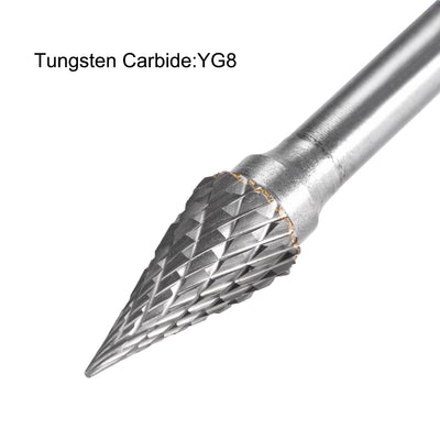 Harfington Uxcell Tungsten Carbide Double Cut Rotary Burrs File Cone Shape 1/4" Shank 10mm Head