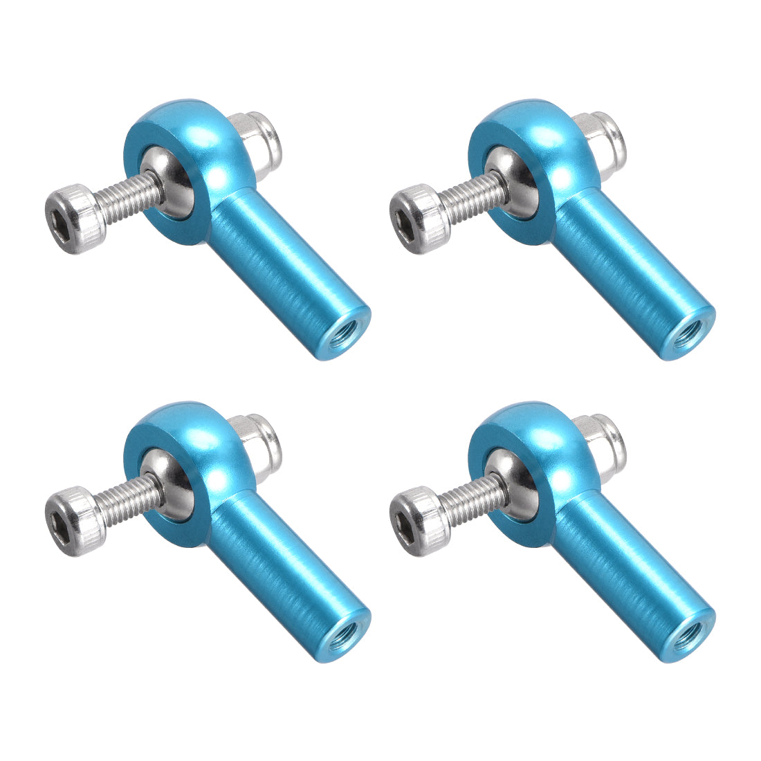 uxcell Uxcell 4 PCS M3/3mm 26mm Linkage Rod End Tie Rod End Ball Head Joint Adapter Blue for RC  Crawler Boat
