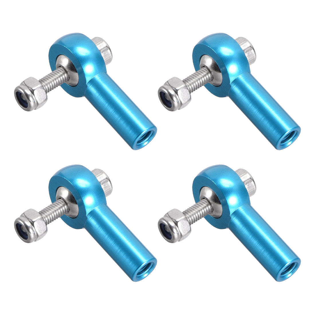 uxcell Uxcell 4 Pcs M4/4mm 26mm Linkage Rod End Tie Rod End Ball Head Joint Adapter Blue for RC  Crawler Boat