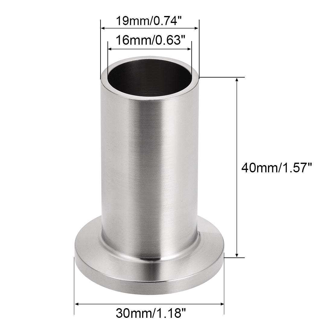 uxcell Uxcell 304 Stainless Steel Fitting Long Weld Clamp Ferrule Fits  Clamp 19x40mm