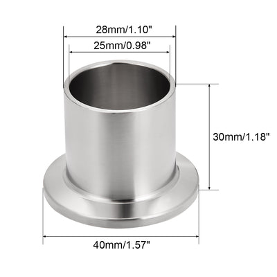 Harfington Uxcell 304 Stainless Steel Fitting Long Weld Clamp Ferrule Fits  Clamp 28x30mm