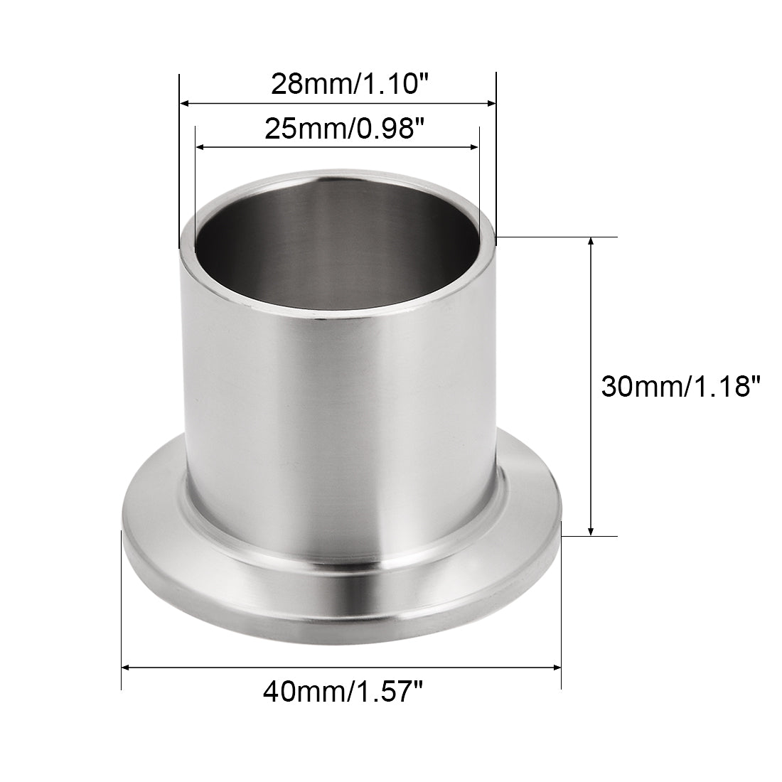 uxcell Uxcell 304 Stainless Steel Fitting Long Weld Clamp Ferrule Fits  Clamp 28x30mm 2Pcs